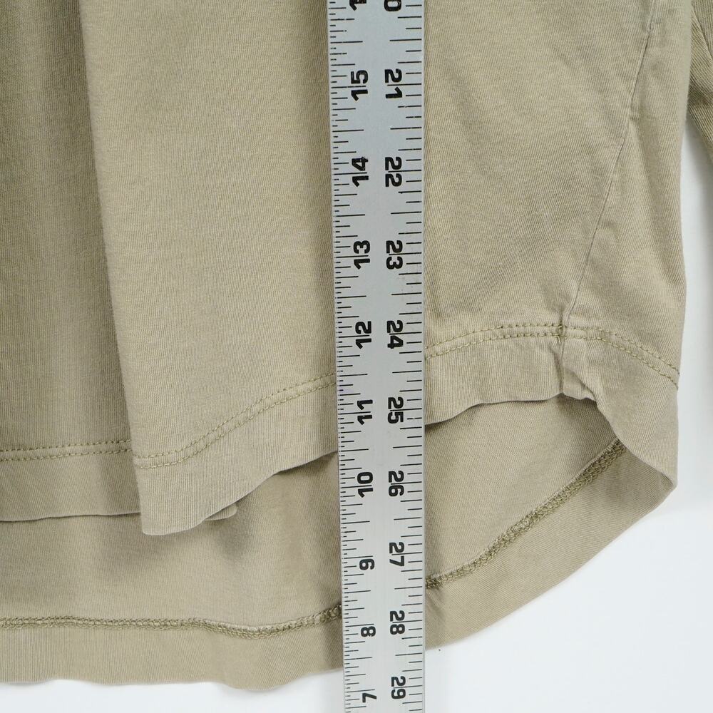 Buck Mason Men's Long Sleeve Henley Shirt Beige Cotton Size L Curved Hem - Picture 7 of 8